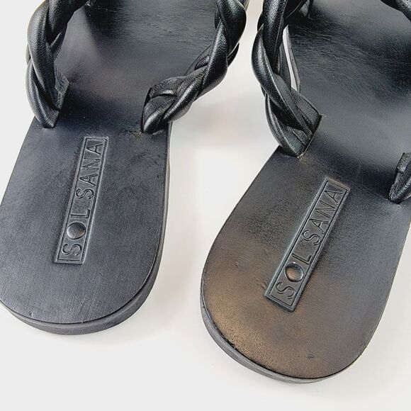Sol Sana Vera Braided Leather Double Strap Sandal Slide EU Size 39 US Size 8 BN2 - Picture 5 of 8